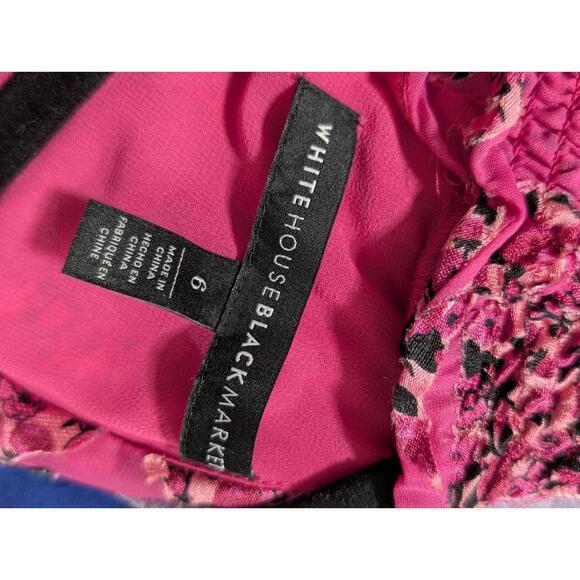 White House Black Market Pink Floral Burnout Smock-Neck Midi Dress Size 6 - Picture 3 of 3